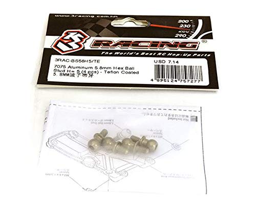 3Racing RC Model Precision-Crafted 7075 Aluminum 5.8mm Hex Ball Stud H=5 (4 pcs) - Teflon Coated von 3Racing