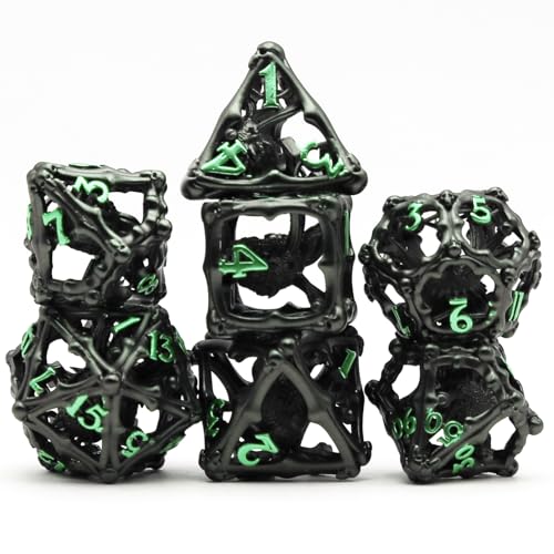 3T6B DND Würfel Set, Metall Spielwürfel Hohle, 7PCS DND Würfel Metall RPG, Würfel Polyedrische Würfel für Dungeons and Dragons, D&D Rollenspiel-Würfel für Dungeons and Dragons RPG von 3T6B