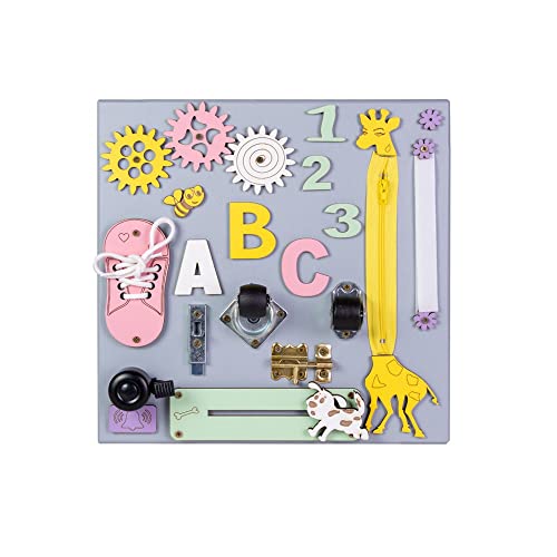 3TOYSM Mia Montessori Busy Board aus Holz, Grau, Tiere, 30 cm 3TOYSM Mia Montessori Busy Board aus Holz, Grau, Tiere, 30 cm von 3toysm