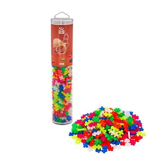 Plus-Plus 9604186 Mini Geniales Konstruktionsspielzeug, Tube Neon Mix, Bausteine-Set, 240 Teile, bunt von Plus-Plus