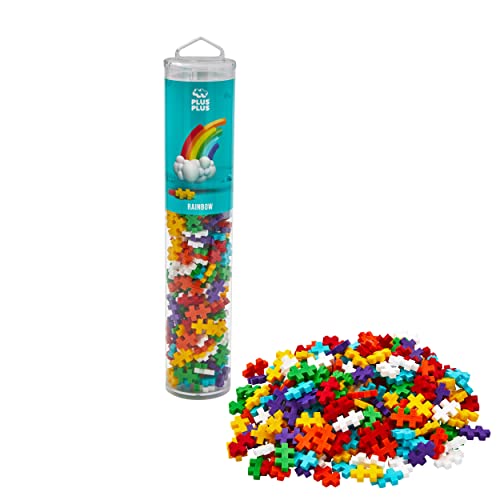 Plus-Plus 9604262 Geniales Konstruktionsspielzeug, Regenbogen, Kreativ-Bausteine Tube, 240 Teile, Mehrfarbig, Mini von Plus-Plus