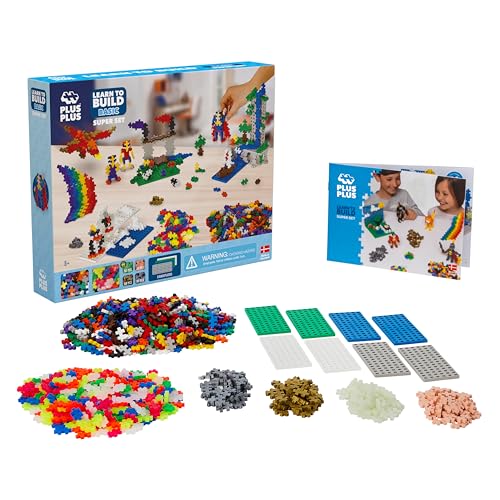 Plus-Plus 9603811 Geniales Konstruktionsspielzeug, Learn to Build Super Bausteine-Set, 1200 Teile, bunt von Plus-Plus