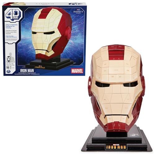 4D Build 6069819, Marvel, Modellpuzzle-Set mit Ständer, 96 Teile | Iron Man-Helm, Tischdekoration | Bauspielzeug | 3D-Puzzles für Erwachsene und Jugendliche von 4D Build