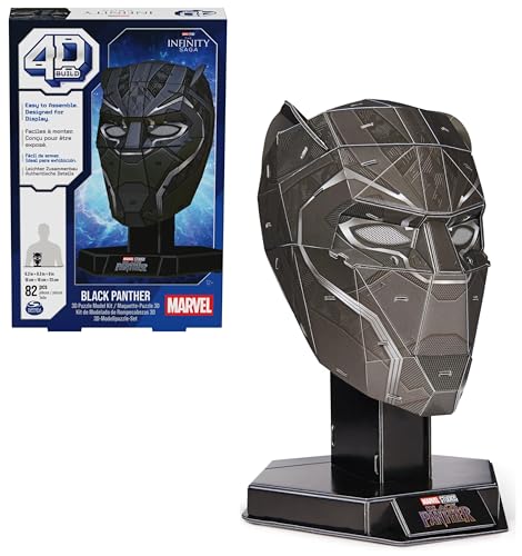 4D Build - Marvel Black Panther Büste - detailreicher 3D-Modellbausatz aus hochwertigem Karton, 82 Teile, für Fans der Superhelden-Serie ab 12 Jahren von 4D Build