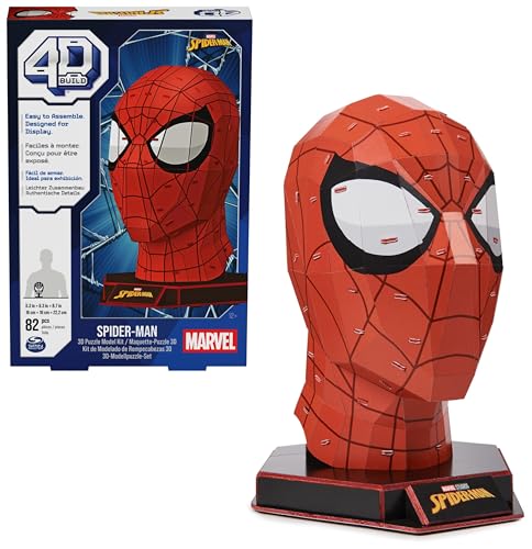 4D Build - Marvel Spiderman Büste - detailreicher 3D-Modellbausatz aus hochwertigem Karton, 82 Teile, für Fans der Superhelden-Serie ab 12 Jahren von 4D Build