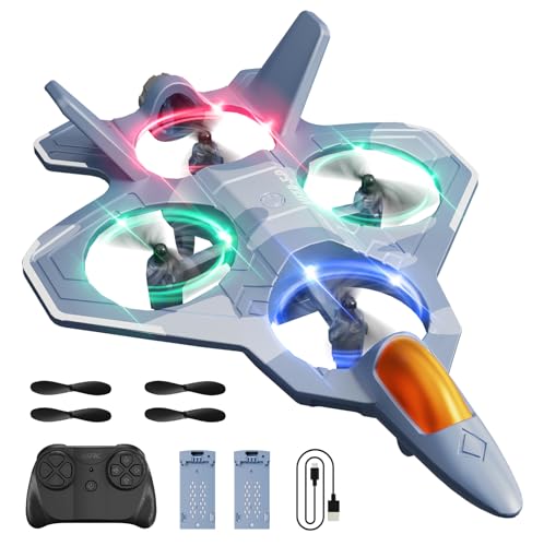 4DRC V50 RC Flugzeug,2 Startmodi, Lichter, 360° Flip, Headless-Modus, 3 Geschwind, 2 Batterien, 2,4 GHz Fernsteuerung Segel, Kampfflugzeug, Spielzeug, Geschenk Kinder, Erwachsene, Anfänger von 4DRC