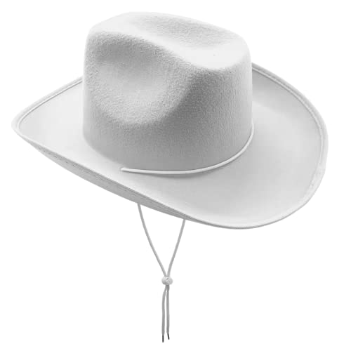 4E's Novelty Weißer Cowboyhut für Herren und Damen, Filz, Partyhut mit Kinnriemen, Westernhut für Damen, Erwachsene 4E's Novelty Weißer Cowboyhut für Herren und Damen, Filz, Partyhut mit Kinnriemen, Westernhut für Damen, Erwachsene von 4E's Novelty