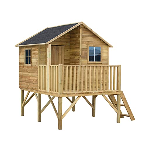 4IQ Group Gartenhaus Kinder - Spielhaus Kinder Outdoor - Aus Imprägniertem Gehobeltem Kiefernholz - Originell und Einzigartig Gartenspielhaus 4IQ Group Gartenhaus Kinder - Spielhaus Kinder Outdoor - Aus Imprägniertem Gehobeltem Kiefernholz - Originell und Einzigartig Gartenspielhaus von 4IQ Group