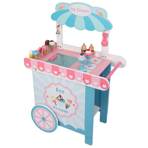 4iQ Group Eiswagen Kinder auf Rädern - Eisdiele Holz - EIS Spielzeug für Kinder ab 3 Jahren - 30,5 x 58 x 87,2 cm 4iQ Group Eiswagen Kinder auf Rädern - Eisdiele Holz - EIS Spielzeug für Kinder ab 3 Jahren - 30,5 x 58 x 87,2 cm von 4IQ Group