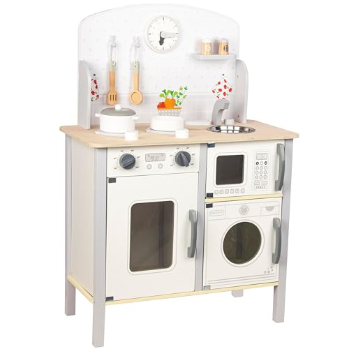 4iQ Group Kinderküche Holz mit Zubehör 78 x 29,7 x 60 cm - Kinder Spielküche Holz ab 3 Jahr - Kinder Küche ohne Scharfe Kanten 4iQ Group Kinderküche Holz mit Zubehör 78 x 29,7 x 60 cm - Kinder Spielküche Holz ab 3 Jahr - Kinder Küche ohne Scharfe Kanten von 4IQ Group