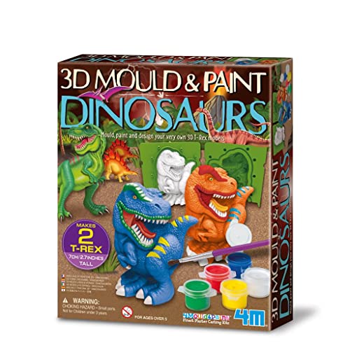 4M 404777 Mould & Paint-3D Dinosaurs, Mixed Colours von 4M