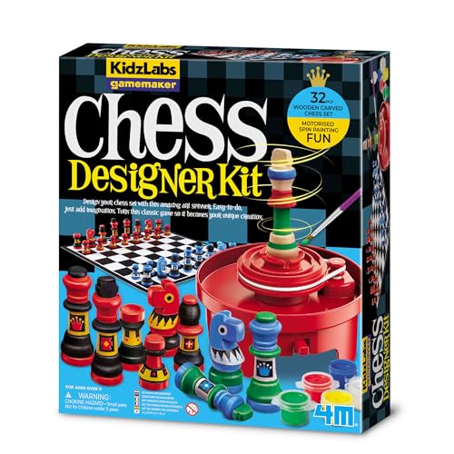 4M KidzLabs 403452 - Motorisiertes Spin Art Schach-Designerspiel, Mehrfarbig, 403452 von 4M