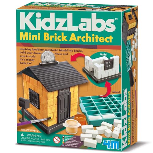4M KidzLabs Kleiner Architekt Baumeister – Pädagogisches Set zum Bauen von Miniaturmodellen aus echten Ziegeln – Wissenschaftliches STEM-Spiel für Kinder ab 8 Jahren – kreative Geschenkidee von 4M