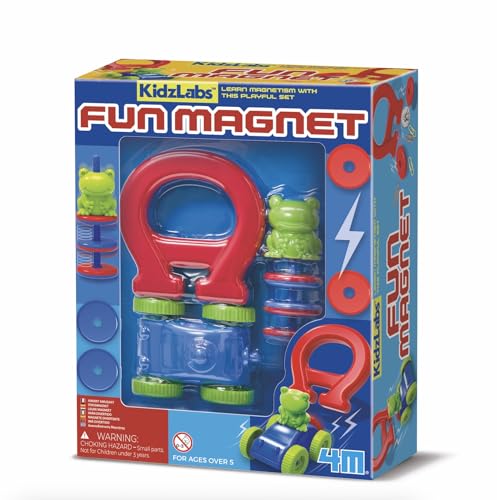 4M KidzLabs Lustige Magnetwissenschaft | STEM Lernspiel | Magnetische Experimente für Kinder 5+ | Lustiges Magnetlabor mit Zubehör von 4M