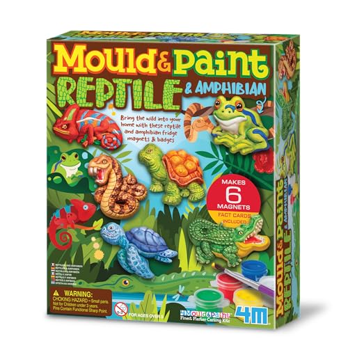 4M Mould & Paint Reptilien & Amphibien, Kunst- und Bastelset zum Erstellen und Bemalen 6 Kühlschrankmagnete oder Abzeichen, für Jungen und Mädchen im Alter von 5-12 Jahren, Grün 4M Mould & Paint Reptilien & Amphibien, Kunst- und Bastelset zum Erstellen und Bemalen 6 Kühlschrankmagnete oder Abzeichen, für Jungen und Mädchen im Alter von 5-12 Jahren, Grün von 4M