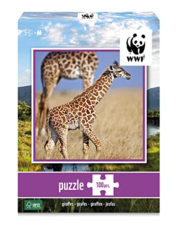 Ambassador World Wildlife Fund 7230208 Giraffen, 100 Teile Puzzle für Erwachsene und Kinder ab 5 Jahren, WWF, Tierpuzzle von 4M