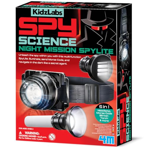 KidzLabs - Spionagewissenschaft Nachtmission Spylit, Wissenschaft und Technologie für Kinder, Spionage-Rollenspiel-Detektiv-Kit mit Spylit- und Morsecode für Kinder ab 5 Jahren KidzLabs - Spionagewissenschaft Nachtmission Spylit, Wissenschaft und Technologie für Kinder, Spionage-Rollenspiel-Detektiv-Kit mit Spylit- und Morsecode für Kinder ab 5 Jahren von 4M