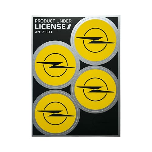 Aufkleber-Set passend für Opel, 4 Logos, Durchmesser 48 mm, Lizenzprodukt, 94 x 131 mm (Gelb) von 4R Quattroerre.it