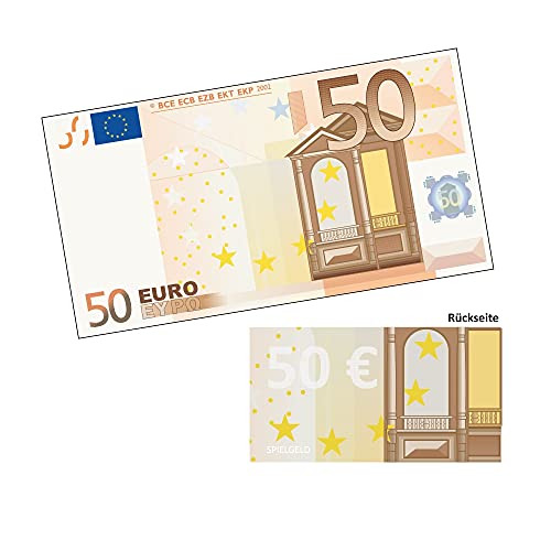 4WAY Verlag Euro Spielgeld Banknoten 75% der original Größe Vorderseitig Banknotenmotiv (50 EUR) von 4WAY Verlag