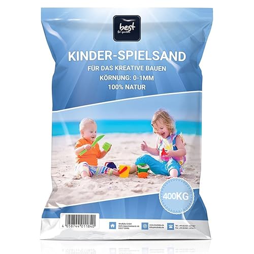 4myBaby GmbH - Spielsand 400kg | Quarz Sand für Sandkasten | Kinder Spielsand | Dekosand | Spielsand für Sandkasten | Keimfreier Spielsand | Gewaschener Feiner Quarzsand (16 x 25 kg Säcke) von 4myBaby GmbH