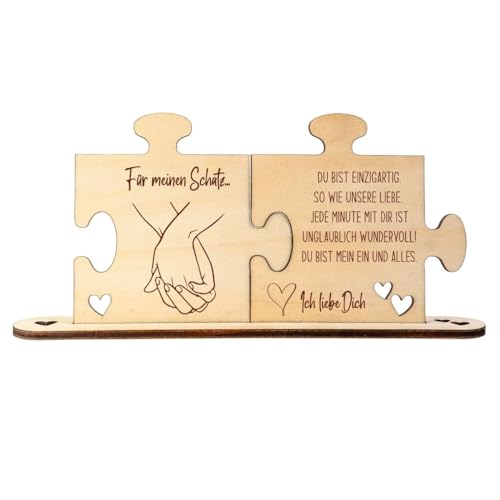 4you Design Holz-Puzzle *Für Mein Schatz* mit romantischem Text – haltende Hände – Romantisches Geschenk für Erwachsene – handgefertigt in Deutschland – Tischdeko für Paare 12x 21,7cm von 4you Design