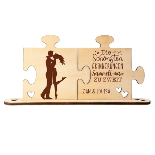 4you Design Holz-Puzzle personalisiert mit Namen – Erinnerungen – Romantisches Geschenk für Erwachsene – handgefertigt in Deutschland – Tischdeko für Paare 12x 21,7cm von 4you Design