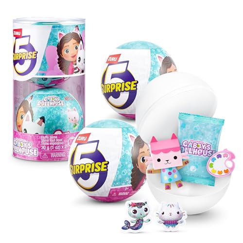 5 Surprise Gabby's Dollhouse (2 Kapsel) von ZURU, Spielzeugfiguren, zum Sammeln, Überraschungskapsel, Spielzeug für Mädchen ab 3 Jahren, Gabby Girl, Baby Box und Meerkätzchen Spielzeugfiguren von 5 SURPRISE
