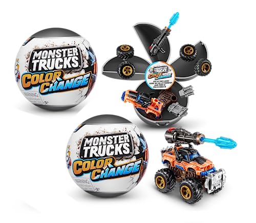 5 Surprise Monster Trucks Series 3 Color Change 2 Pack by ZURU Collectible Racing Battle Surprise Fireable Weapons Action Toys for Boys (2 Pack) von 5 SURPRISE