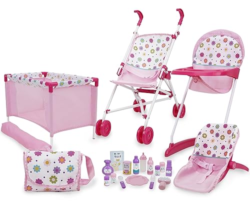 509 Crew 21 Piece Doll Stroll n Play & Care Combo Set, Doll Stroller, Doll Playard, Doll High Chair Set, Carry Cot, Diaper Bag, Feeding and Grooming Accessories, Ages 3+ 509 Crew 21 Piece Doll Stroll n Play & Care Combo Set, Doll Stroller, Doll Playard, Doll High Chair Set, Carry Cot, Diaper Bag, Feeding and Grooming Accessories, Ages 3+ von 509