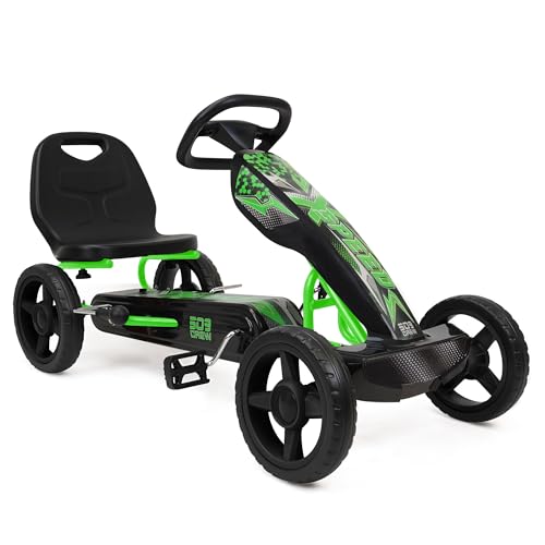 509 Crew XSpeed Pedal Go Kart, Pedal Car, Ride On, Sporty Graphics on The Front Fairing, Adjustable Seat, 4 Spoke Rims 25cm (10") Eva Wheels, Sporty Steering Wheel, with Hand Brake, Ages 4+ (Green) 509 Crew XSpeed Pedal Go Kart, Pedal Car, Ride On, Sporty Graphics on The Front Fairing, Adjustable Seat, 4 Spoke Rims 25cm (10") Eva Wheels, Sporty Steering Wheel, with Hand Brake, Ages 4+ (Green) von 509