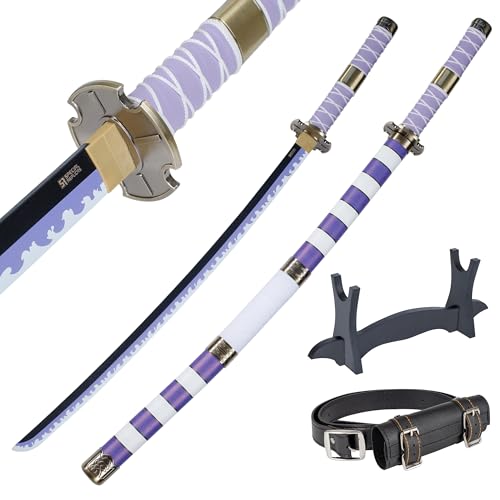 One Piece Katana Schwert - Holz Bambus Samurai Pirat Piratenjäger sword 105 cm/41 Zoll - Deko Japanisches Katanas schwerter - Anime Cosplay Kostüm (Lorenor Zorro / Roronoa Zoro) (Nidai Kitetsu) von 57 SPECIAL REPLICAS