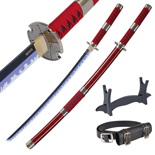 One Piece Katana Schwert - Holz Bambus Samurai Pirat Piratenjäger sword 105 cm/41 Zoll - Deko Japanisches Katanas schwerter - Anime Cosplay Kostüm (Lorenor Zorro / Roronoa Zoro) (Sandai Kitetsu) von 57 SPECIAL REPLICAS