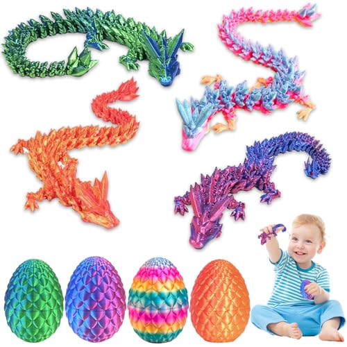 4PCS 3D Gedrucktes Drachenei,3D Gedruckter Beweglicher Drachen Spielzeug,Ostern Überraschungs Drachenei Figuren,Drachenei mit Drache für Kinder Geburtstag Halloween Weihnachten Ostern Festgeschenke von 71Nmly