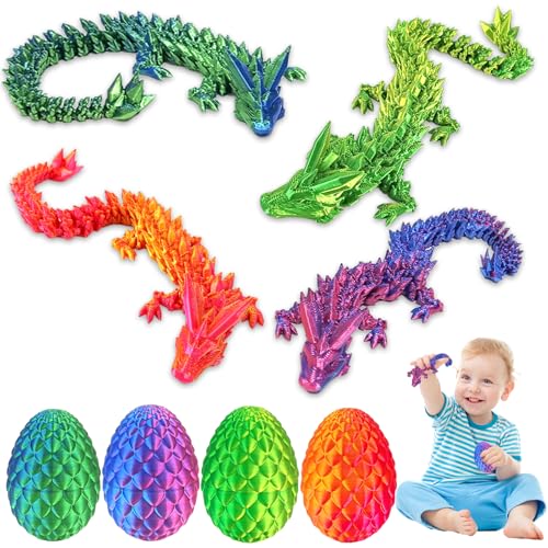 4PCS 3D Gedrucktes Drachenei,Ostern Überraschungs Drachenei Figuren,3D Gedruckter Beweglicher Drachen Spielzeug,für Kinder Freunde Kollegen Geburtstag Halloween Weihnachten Ostern Festgeschenke von 71Nmly