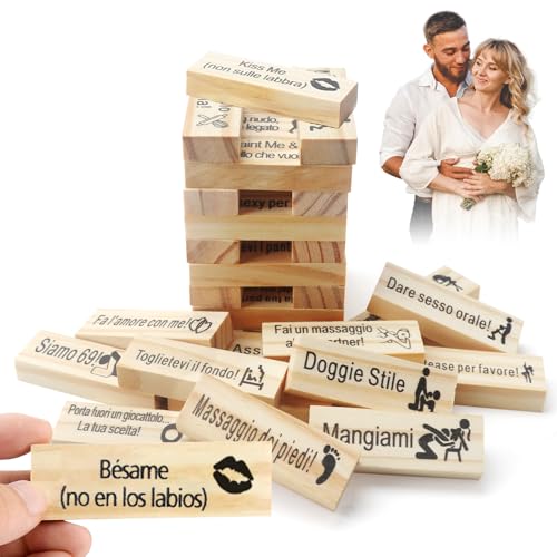 48 Stück Block Tower Spiel,Italienisch,Lust Tower,Stapelbares Holzblock-Spiel für Erwachsene Paare,Super Freches Blockturm-Spiel,Risk Tower Stapelspiel für Erwachsene,Date Night Paar Spiele 48 Stück Block Tower Spiel,Italienisch,Lust Tower,Stapelbares Holzblock-Spiel für Erwachsene Paare,Super Freches Blockturm-Spiel,Risk Tower Stapelspiel für Erwachsene,Date Night Paar Spiele von 71Nmly