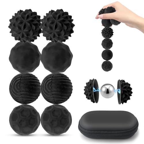 8PCS Magnetische Fidget Toys,Magnetkugeln Anti Stress Bälle Silikon Sensorik Spielzeug,Magnet Stressball mit Silikonhülle Für Erwachsene,Sensorischer Ball,Druckball Fidget Spielzeug(Schwarz) von 71Nmly