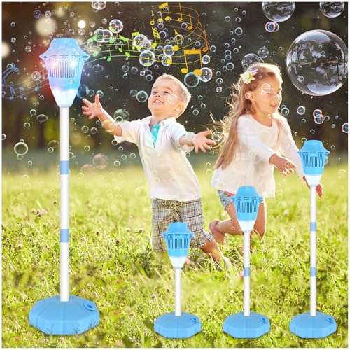 Automatische Seifenblasenmaschine,Children Bubble Maker Stand Machine with Musik,Bubble Torch Gartenlampe für Kinder,Seifenblasenmaschine Stehend mit 3 Höhen Verstellbar für Party Hochzeit Birthday von 71Nmly