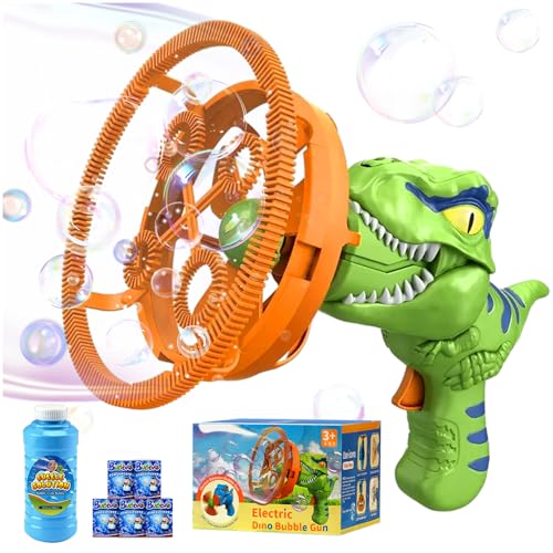 Seifenblasenmaschine Dinosaurier Windpad Blasenpistole 2-in-1 Ventilator und Seifenblasenmaschine Automatische Dinosaurier Spiele für Kinder Spielzeug für Kinder Geschenke für 3 4 5 6 7 8 Jahre von 71Nmly