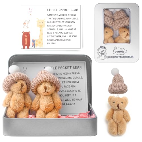 Teddybär Klein Pocket Hug Deutsch Mini Stofftiere Kleiner Steiff Teddy Mit Karte & Geschenkbox Positive Ggeschenke für Geburtstag Weihnachtsfeier Lieferunge Kollegen Freundin Geschenk (2pcs Braun) Teddybär Klein Pocket Hug Deutsch Mini Stofftiere Kleiner Steiff Teddy Mit Karte & Geschenkbox Positive Ggeschenke für Geburtstag Weihnachtsfeier Lieferunge Kollegen Freundin Geschenk (2pcs Braun) von 71Nmly