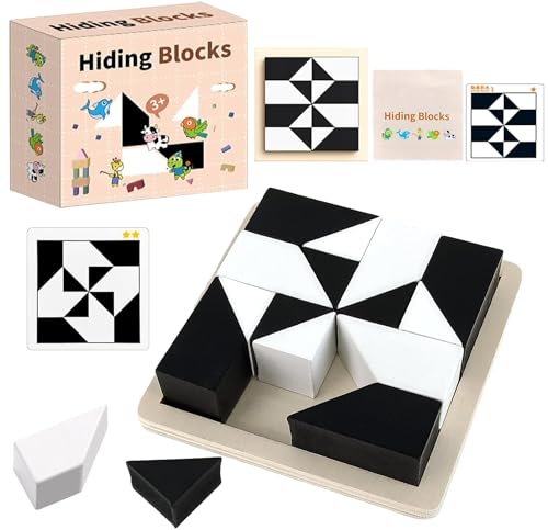 Wooden Hidden Block Puzzle,Wooden Magic Block Game,Montessori Lernspiele Holzblock-Puzzles für Kleinkinder,Parent-Child Interactive Tabletop Game,Geschenke für Jungen Mädchen von 71Nmly