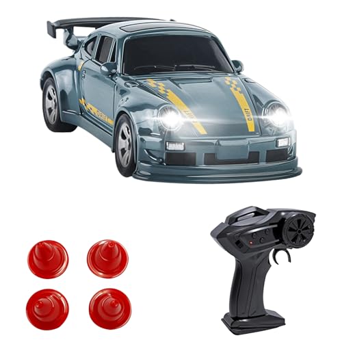 7JI Ferngesteuertes 4WD 1:64 Mini Drift Auto für Kinder, 2,4 G Rennauto, simuliertes Vorder- und Rücklicht, geeignet für Kinder und Erwachsene (blau) von 7JI