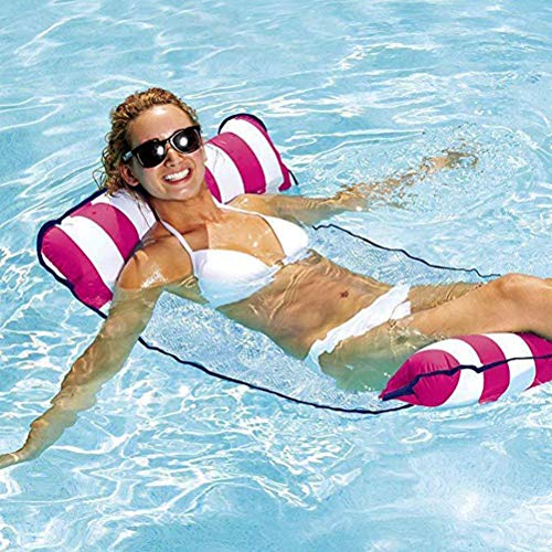 7WUNDERBAR Aufblasbarer Wasserhängematte Luftmatratze Hängematte Matratzen Klappbare Pool schwimmende Bett Wasser Sofa Pool Lounge Badematratze Schwebebett für Erwachsene (Rosa) von 7WUNDERBAR