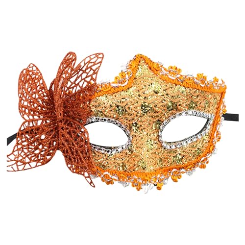 95sCloud-1 Karneval Dekorationen Maskerade Maske Damen, Maskenball Maske Damen Der Oper Maske Augenmaske Sexy Fledermaus Maske Damen für Halloween Karneval Cosplay (Orange, One Size) von 95sCloud-1
