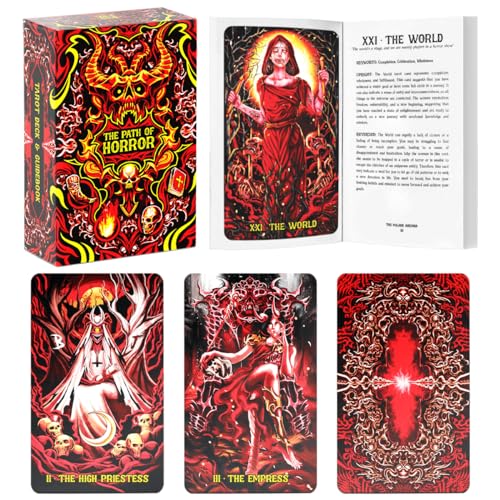 99FOX The Path of Horror Tarot Card Deck and Guidebook for Beginners Readers Creepy Themes Waterproof Cards Classic Pack Intuition Vintage Accessories Plastic Collection Design with Box 99FOX The Path of Horror Tarot Card Deck and Guidebook for Beginners Readers Creepy Themes Waterproof Cards Classic Pack Intuition Vintage Accessories Plastic Collection Design with Box von 99FOX