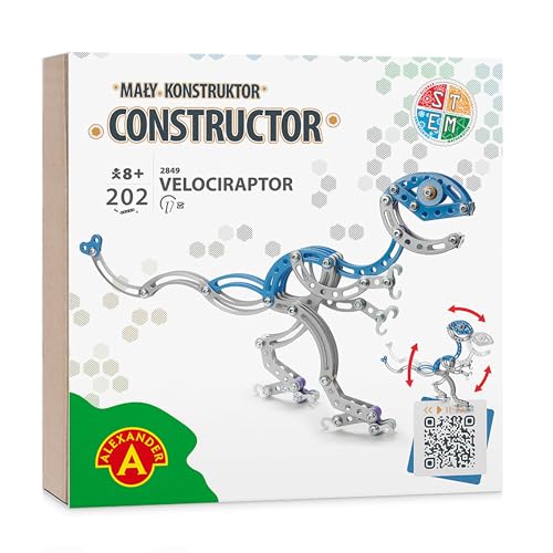 Constructor Velociraptor – Metallbauspiel – 202 Teile – Gelenk-Dinosaurier zum Zusammenbauen – STEM Box ab 8 Jahren von A ALEXANDER