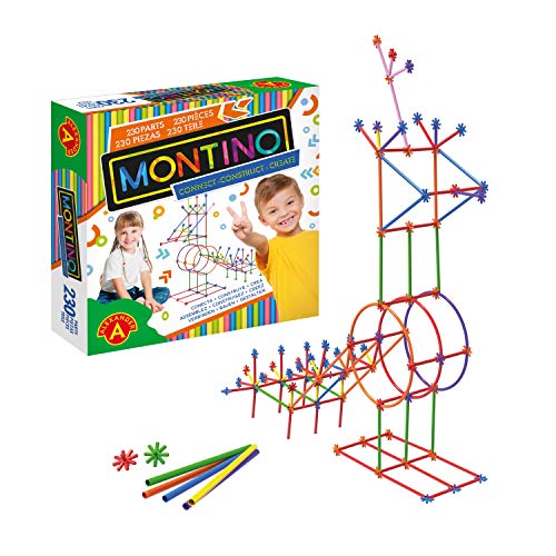 Alexander 2268 - Montino 230 Konstruktionsspielzeug Starter Set, Baukasten mit Stäben und Verbindungen, 230 Teile Spielset mit Kunststoff Elementen, pädagogisches Lernspielzeug für Kinder ab 5 Jahren von A Alexander
