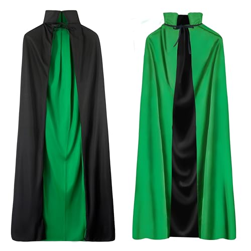 A-SZCXTOP Halloween-Vampir-Umhang, Unisex-Reversibel Hexenumhang mit Stehkragen, Cosplay Maskerade Party Hexenkostüme (Grün + Schwarz, M – 120 cm/47" für Jugendliche) von A-SZCXTOP