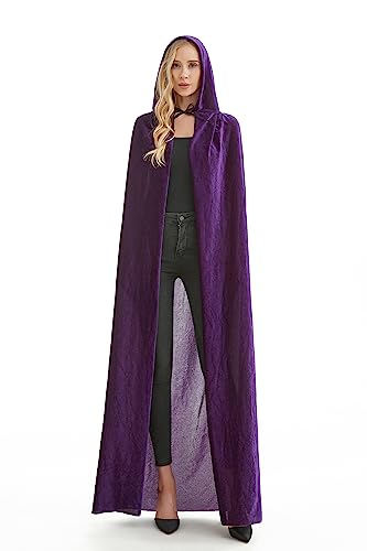 Halloween-Vampirumhang, Samt-Kapuzenumhang für Damen und Herren, Maskerade-Party-Robe, Cosplay-Kostüme für Erwachsene, Unisex (150cm/59inch, Lila) von A-SZCXTOP