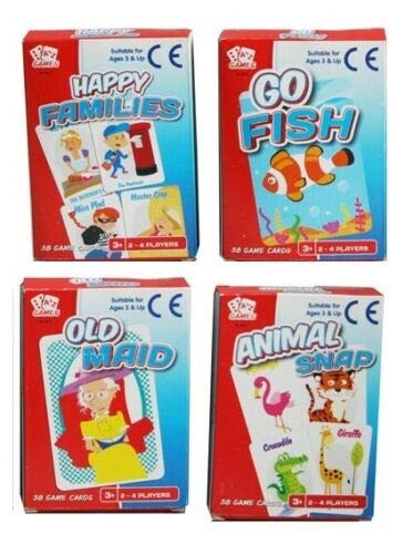 AZ Pack 4 Klassische Kinder-Kartenspiele, Reisespaß für Kinder, alte Jungfer, Tierschnappspiel, Go Fish AZ Pack 4 Klassische Kinder-Kartenspiele, Reisespaß für Kinder, alte Jungfer, Tierschnappspiel, Go Fish von Atoz
