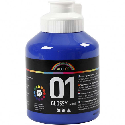 A-Color Acrylfarbe, blau, 01 - glänzend, 500ml von A-color